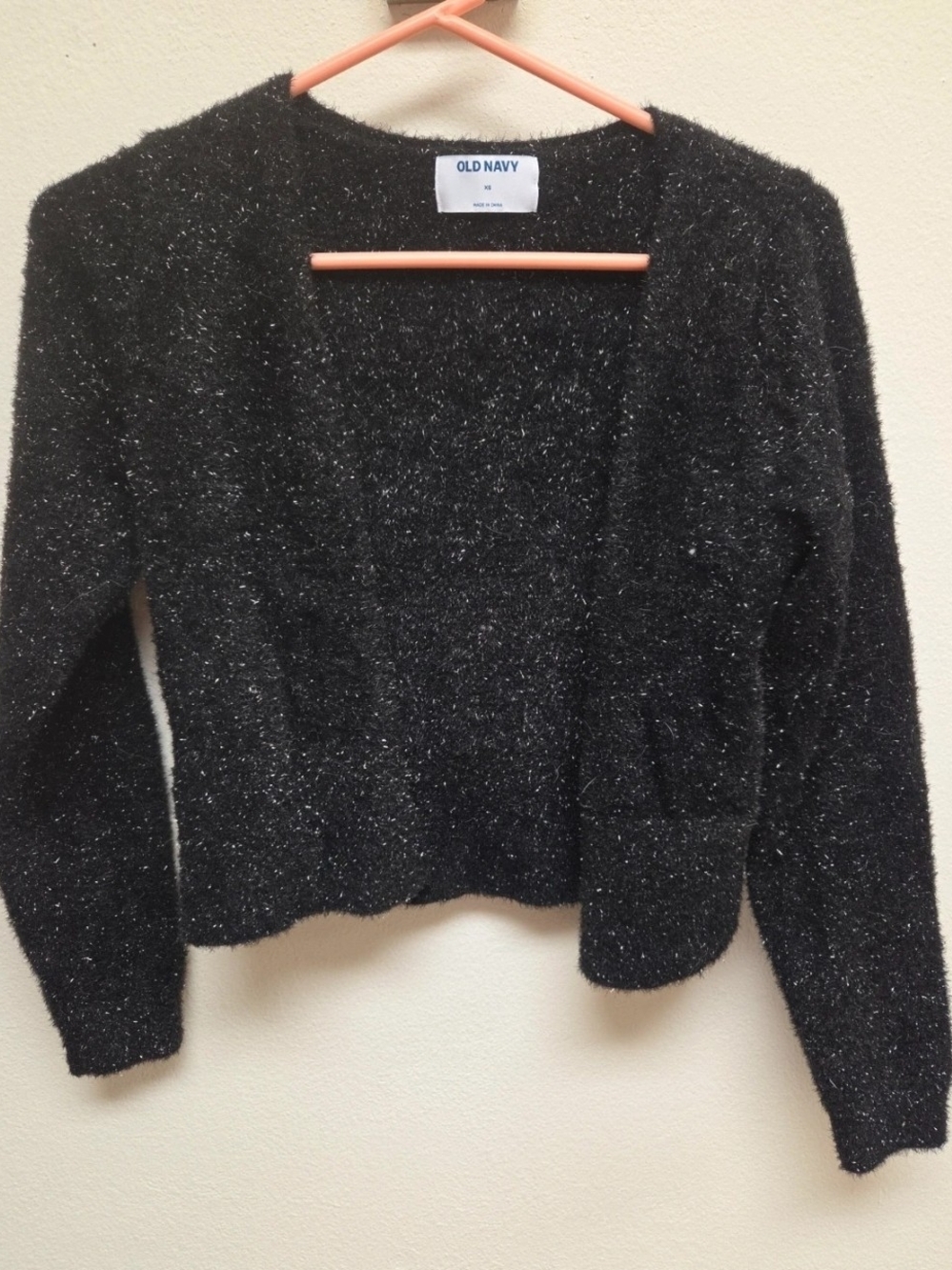 Old Navy Women's Black Metallic Open-Front Cardigan